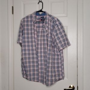 🤯3/$12 Chaps Light Pink Blue Plaid Shirt L